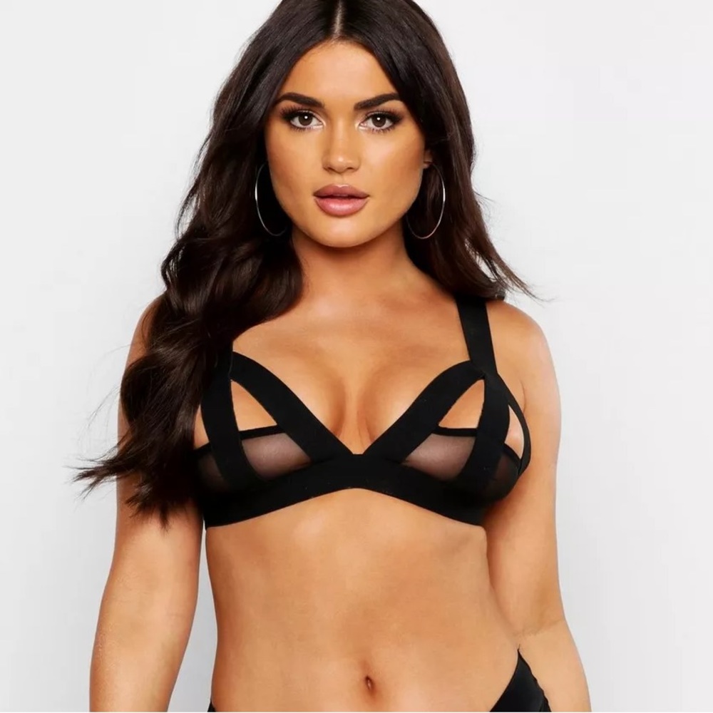 Sexy Black Strappy Mesh Bra